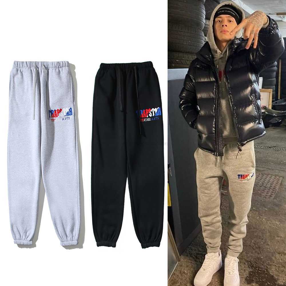 

Designer Clothing Casual Pant Trapstar Street Niche Rap Trendy Blue Red Towel Embroidered Loose Casual Plush Pants for Men Streetwear Jogger Trousers Sweatpants, Black