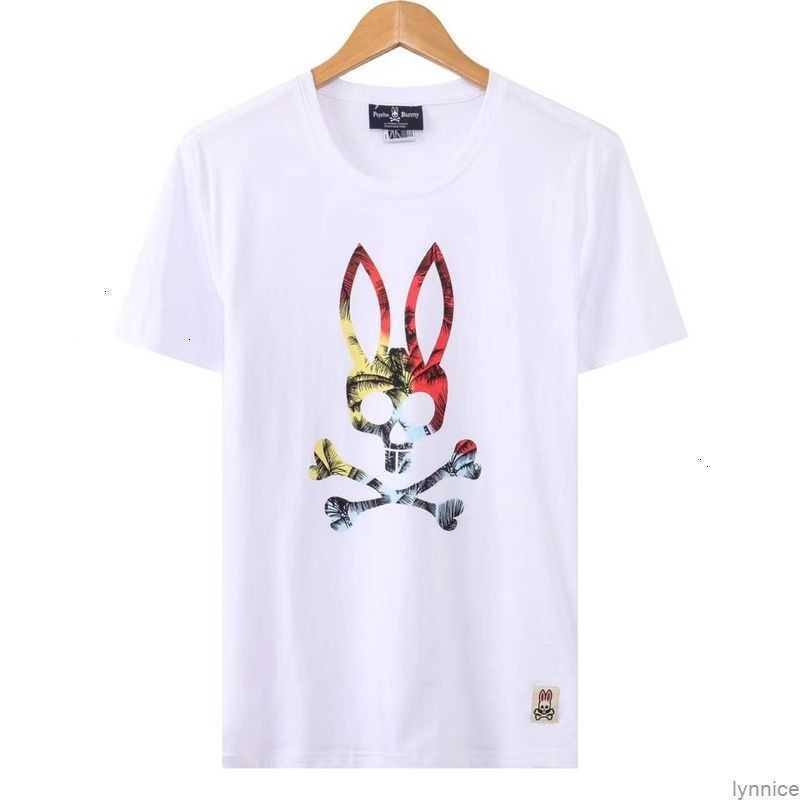 

Psycho Bunny 2023 Summer New Short Sleeve Cotton Skull Rabbit Cartoon Print Casual T-shirt Men's Fashion Brand Versatile 7jm9, Black