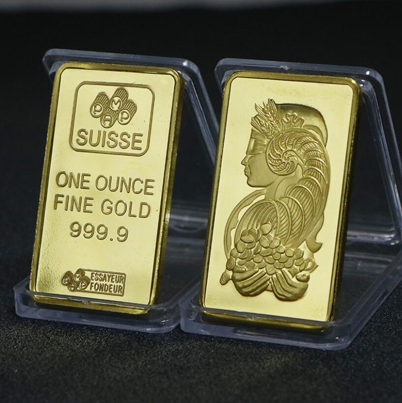 

Other Arts And Crafts 24K Gold Plated 2.5G/5G/10G/1Oz Suisse Bar Blion Coin Sealed Package With Independent Serial Number Collection Dhcgl