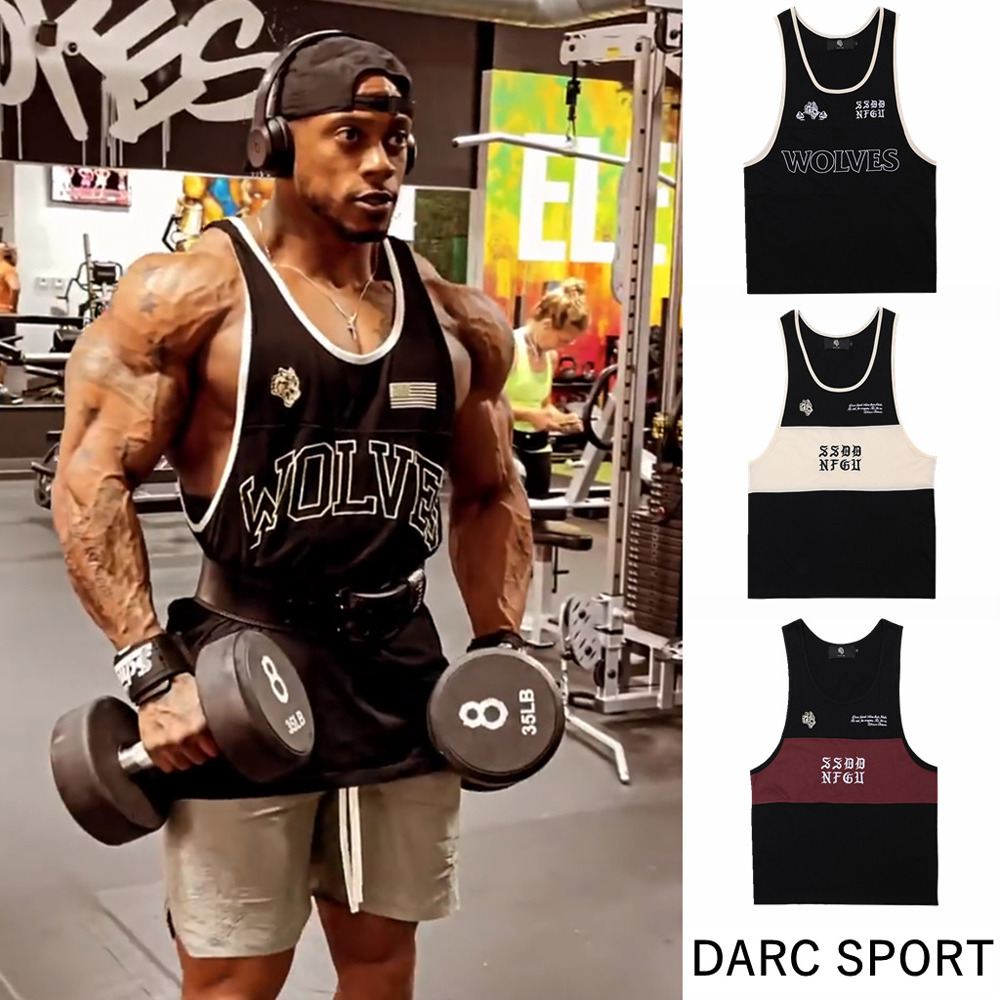 

Men's Tank Tops Darc Wolves Gym Clothing Sport Fitness Traning Basketball Running Bodybuilding Workout Sleeveless Shirts 230505, Black