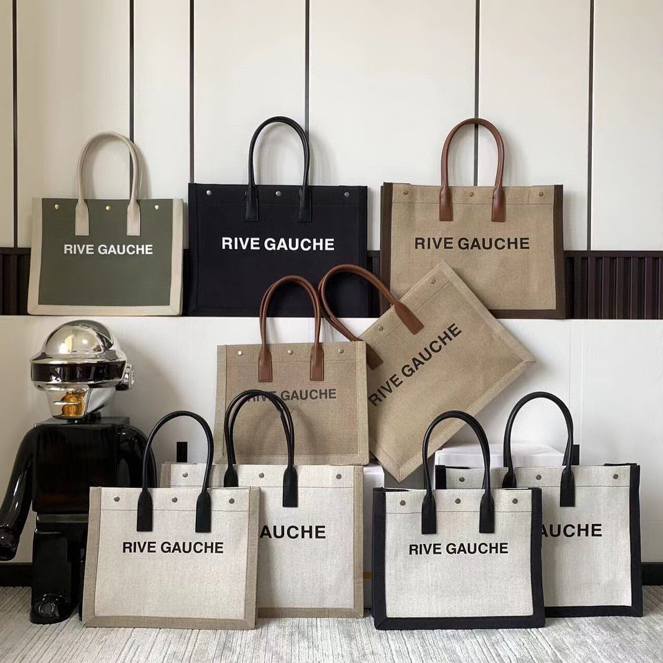 

Womens handbag Rive Gauche tote Shoulder bag High quality mens weave linen summer embossed Shopping bags luxury gym pochette canvas designer clutch Crossbody bag, Grey