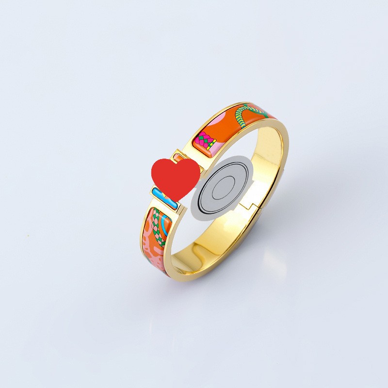 

H bracelet designer for woman storque bangle armband bangles H letter lock Golden rose golden color Luxury jewelry sparkling Enamel inlay brand high Bracelets
