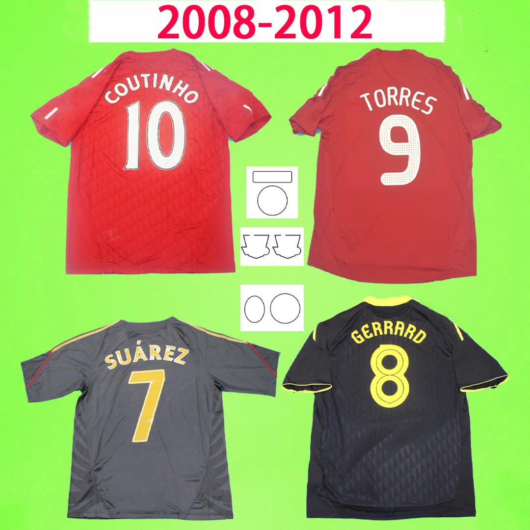 

2008 2009 2010 2011 2012 soccer jerseys Retro 08 09 10 11 12 vintage football shirts classic home away red black GERRARD TORRES COUTINHO SUAREZ S-2XL