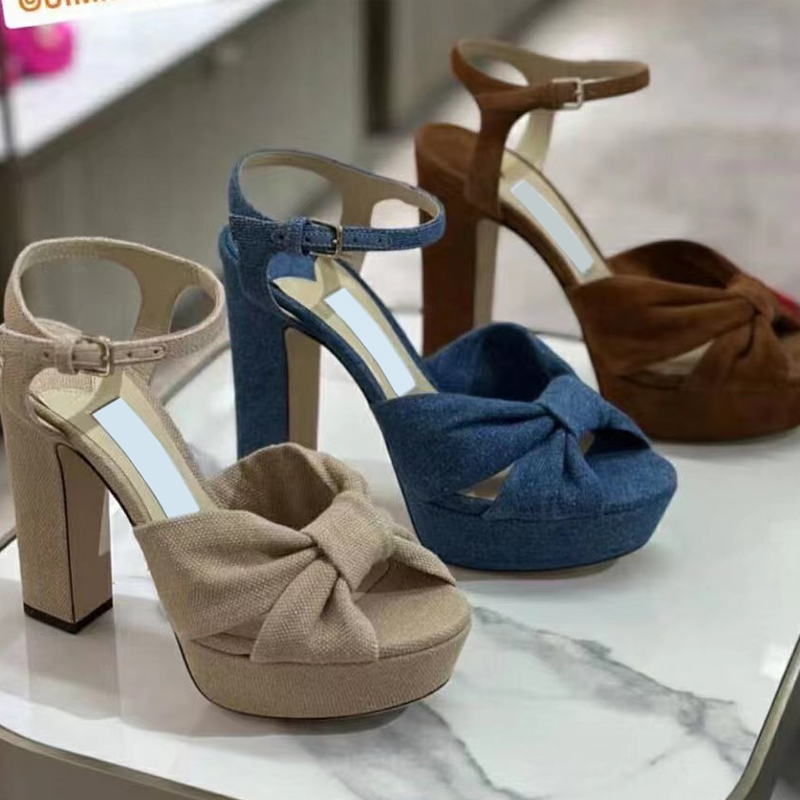 

Fashion Designer Women's Sexy High Heels Luxury Rhinestone Ultra High Heel Sandals 12cm Denim Blue Canvas Casual Shoes 35-42 With Box, Brick red