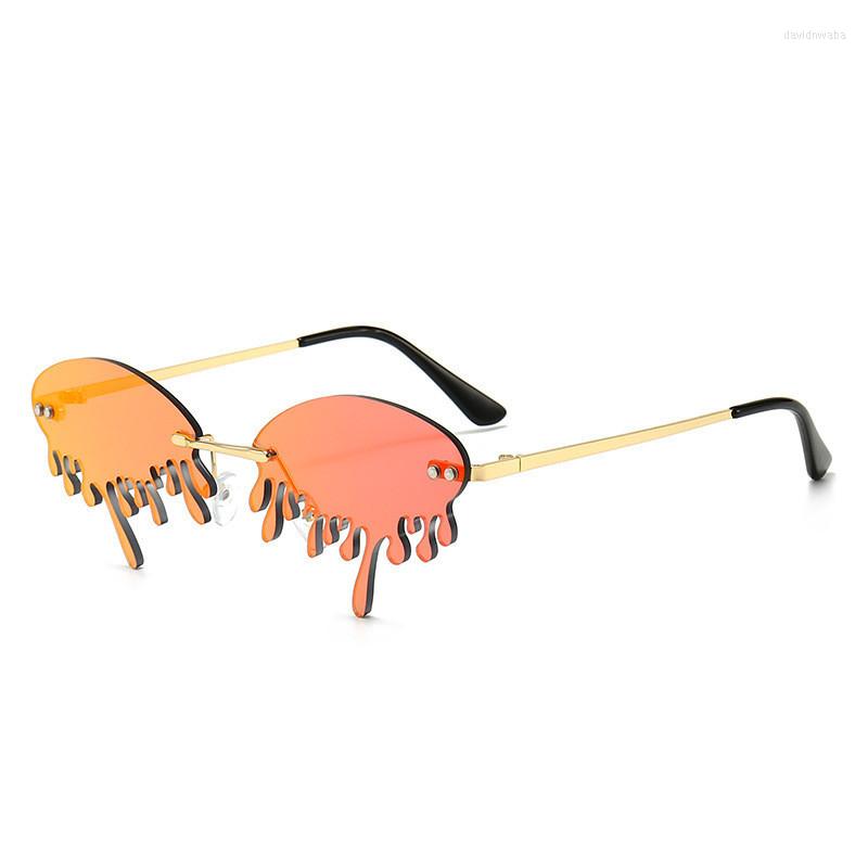 

Sunglasses Fashion Water Drop Women Rimless Wave Punk Sun Glasses Luxury Trending Streetwear Female Shades