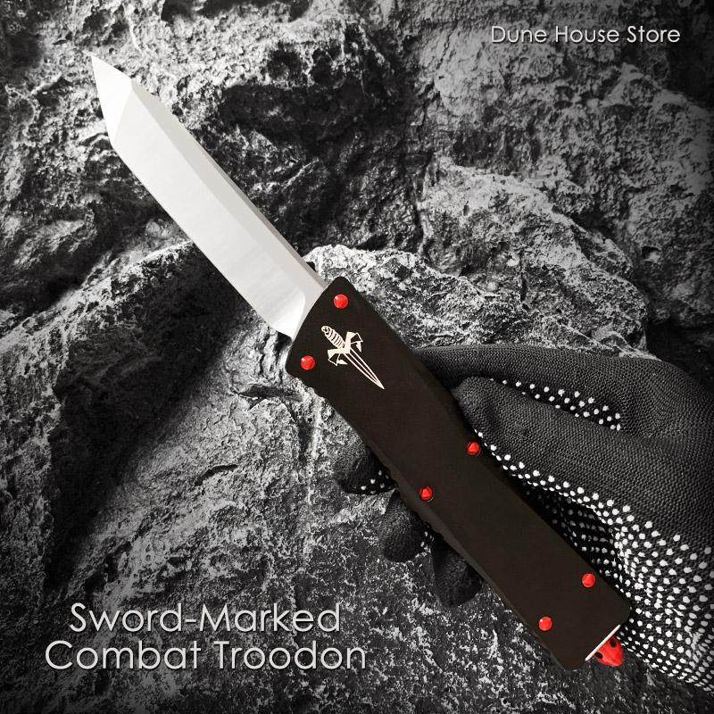 

Tools Microtech Troodon Classic SwordMarked Tanto Blade T/E Knife Micro Tech Combat Troodon OTF Military Tactical Pocketknives A12