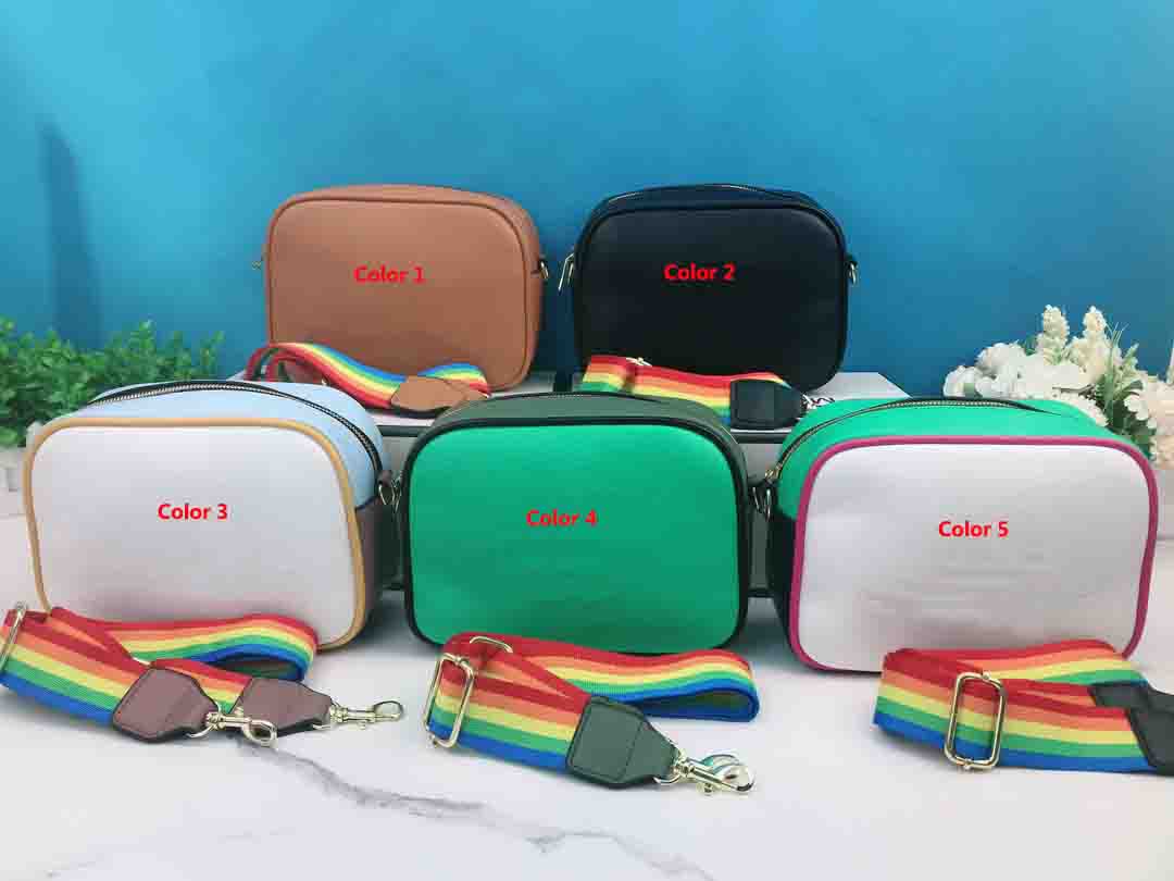 

Soho Disco Shoulder Bag Horse drawn carriage Camera Bags Women Handbag Crossbody Purse Classic Letter Clutch Zip Messenger Bags With rainbow shoulder strap, Color 3