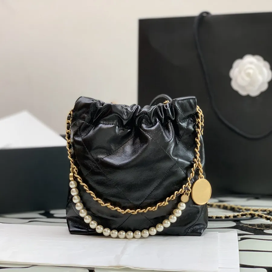 

TOP Quality 1:1 Designer Bags Vagrant Bag 22 Mini Handbag Genuine Leather Crossbody Bag 23cm AS3980 with Box C000, A(pearl chain)