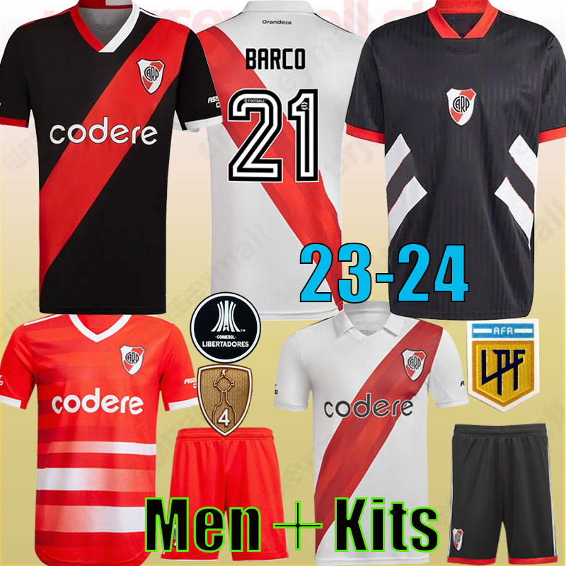 

23 24 River plate soccer jerseys Black BARCO DE LA CRUZ QUINTERO CONMEBOL LIBERTADORES camisetas Men Kids Kits Set football shirts PALAVECINO PALACIOS equipments, Home