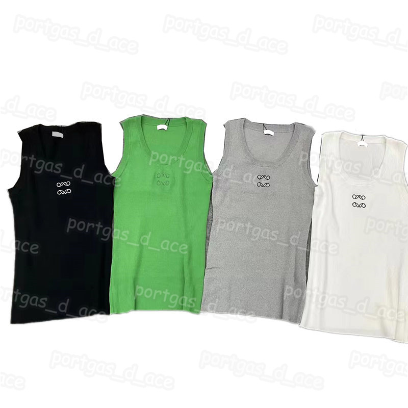 

Letter Women T Shirts Embroidery Knitted Tank Tops Summer Sexy Cool Tanks Top, Black with label ~