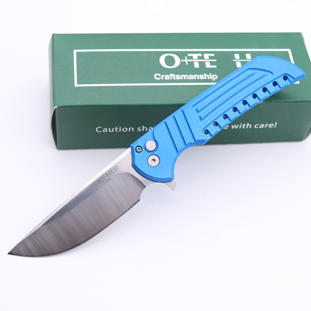 

High Quality Protech Mordax Folding Knife 440C Blade 6061-T6 Button Handle Tactical Survival Camping Pocket Knife