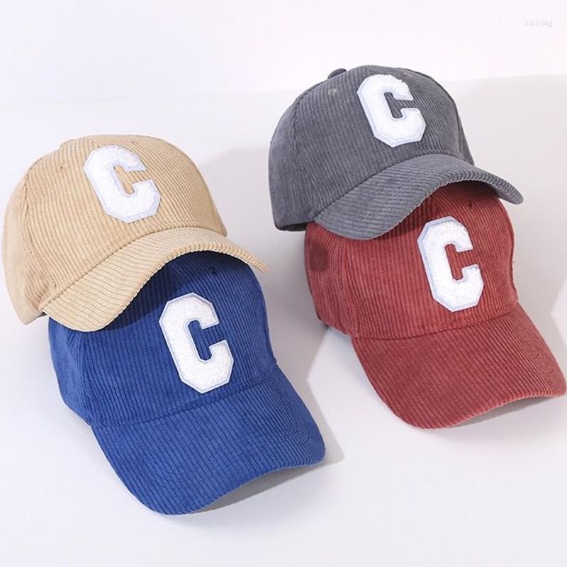 

Ball Caps Fashion Thick Corduroy Hat Autumn Winter Baseball Cap Ladies C Letter Snapback Women Adjustable Casual Hip Hop Hats, Black