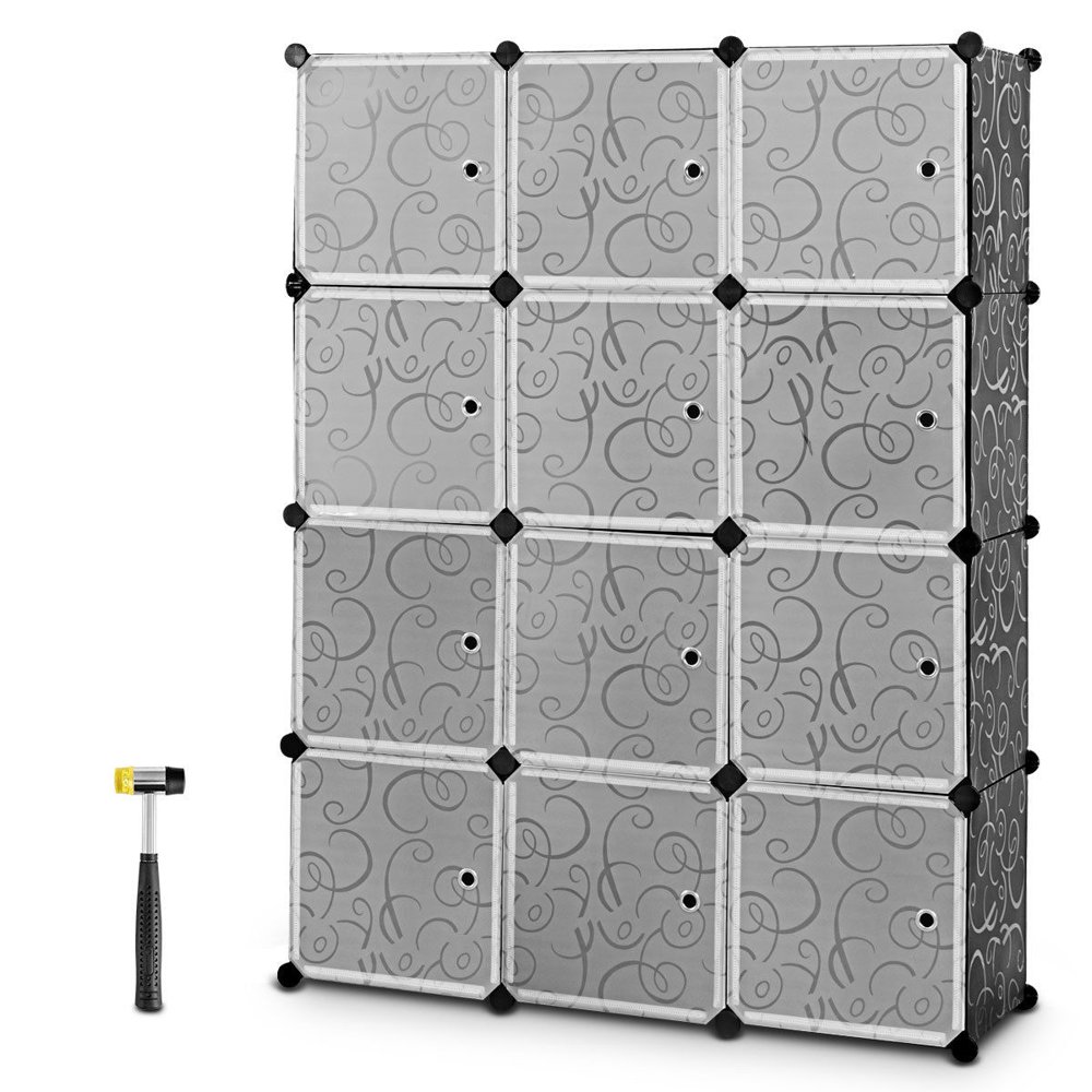 

DIY 12 Cube Portable Closet Storage Organizer Clothes Wardrobe Cabinet W Doors