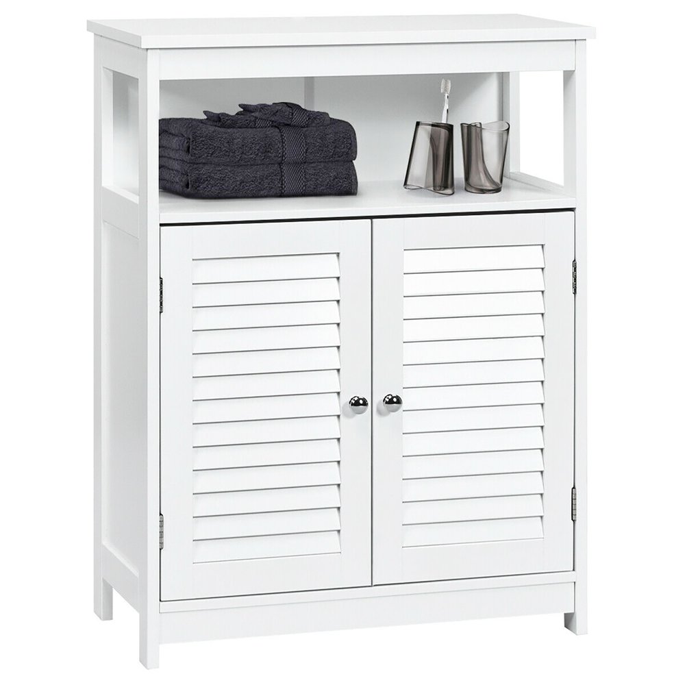

Bathroom Wood Storage Cabinet w Double Shutter Door