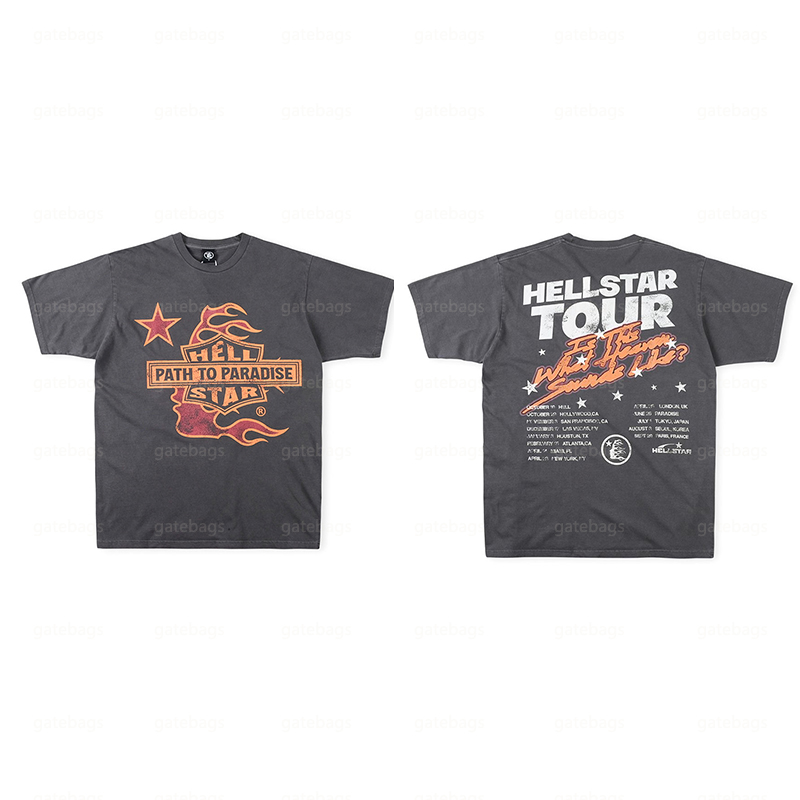 

Hellstar Studios Alphabet Side Face logo Print Wash cotton short sleeve T-shirt Man Women T Shirts Unisex Cotton Tops Men Vintage T-shirts Summer Loose Tee Rock SMLXL, Gray