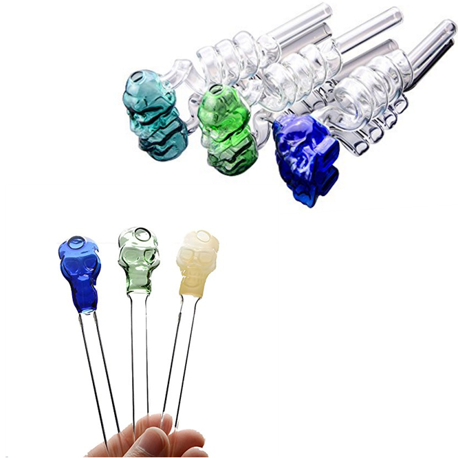 

Other Smoking Accessories Pipe Pyrex Glass Oil Burner Pipe Thick Cool Skull Pink Glass Straight Tube