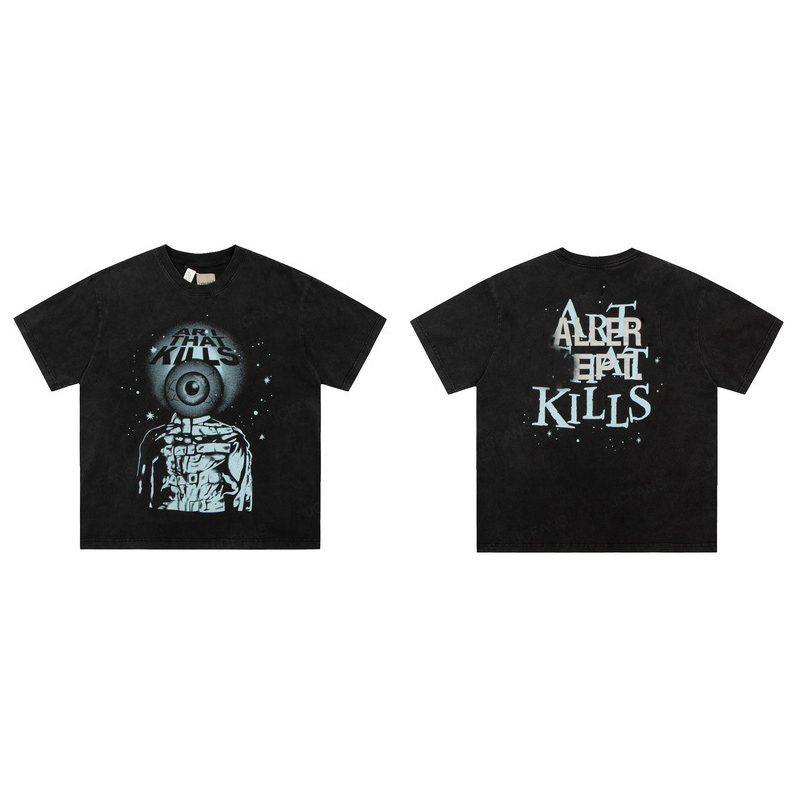 

Designer T Shirts Luxury French Tee Thick Cotton 260gsm Vintage Retro Washed Printed Short Sleeve Mens Tops Streetwear Loose Oversized Design MZH3, #1