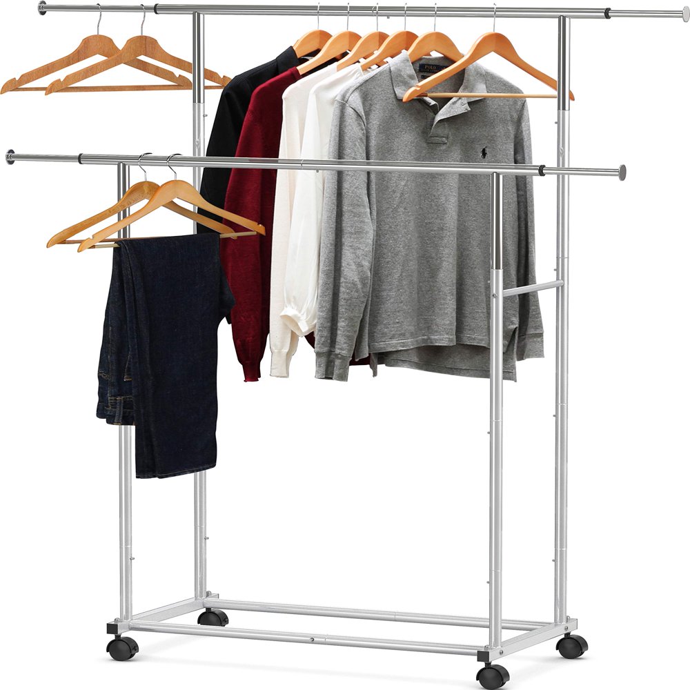 

Houseware Standard Double Rod Garment Rack, Silver