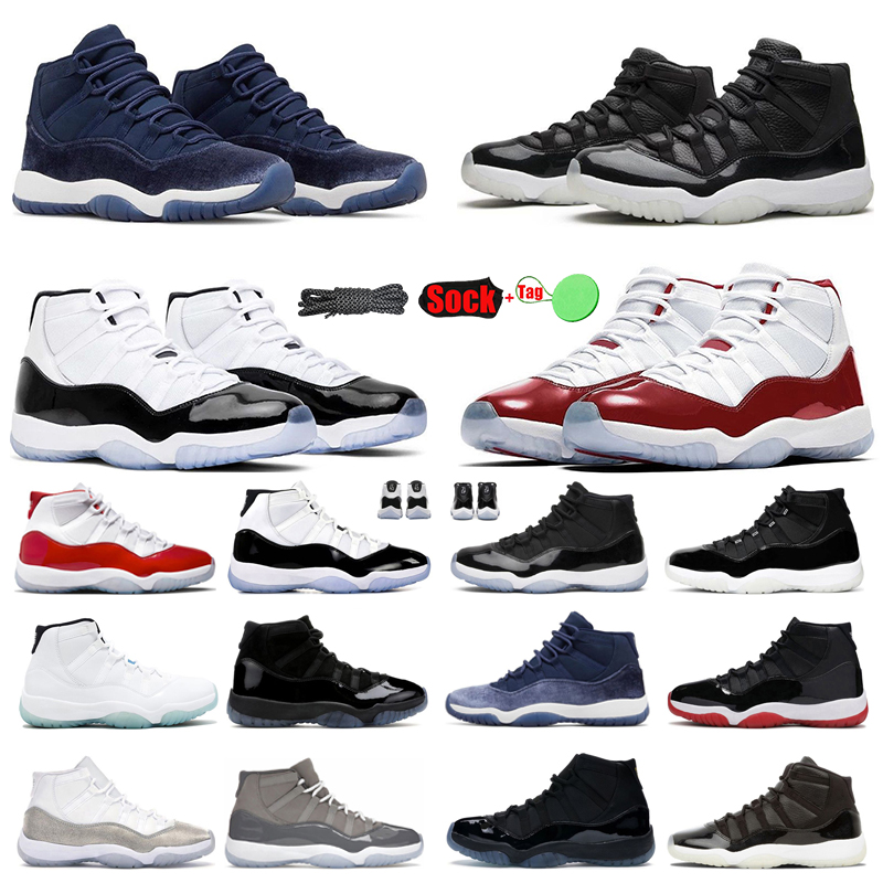

2023 Jumpman 11 Retro Basketball Shoes Cherry 11s High J11 Midnight Navy Velvet Snake Skin Yellow Jubilee 25th Velvet Low Concord Space Jam J 1 Bred Jordens Sneakers, Color #21