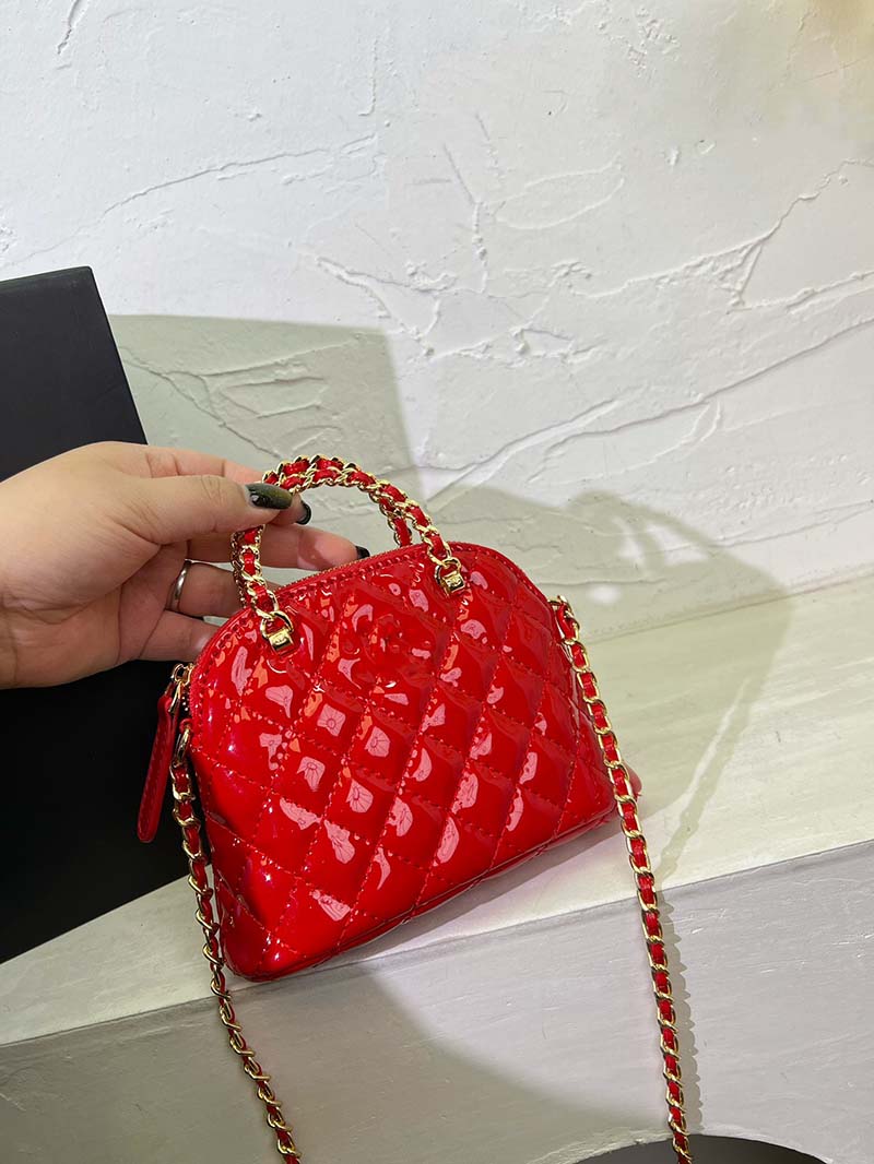 

New Crossbody Bag Wallet Sealed Folding Gift Box Packaging, Fashionable Lacquer Skin Shell Bag,, Red