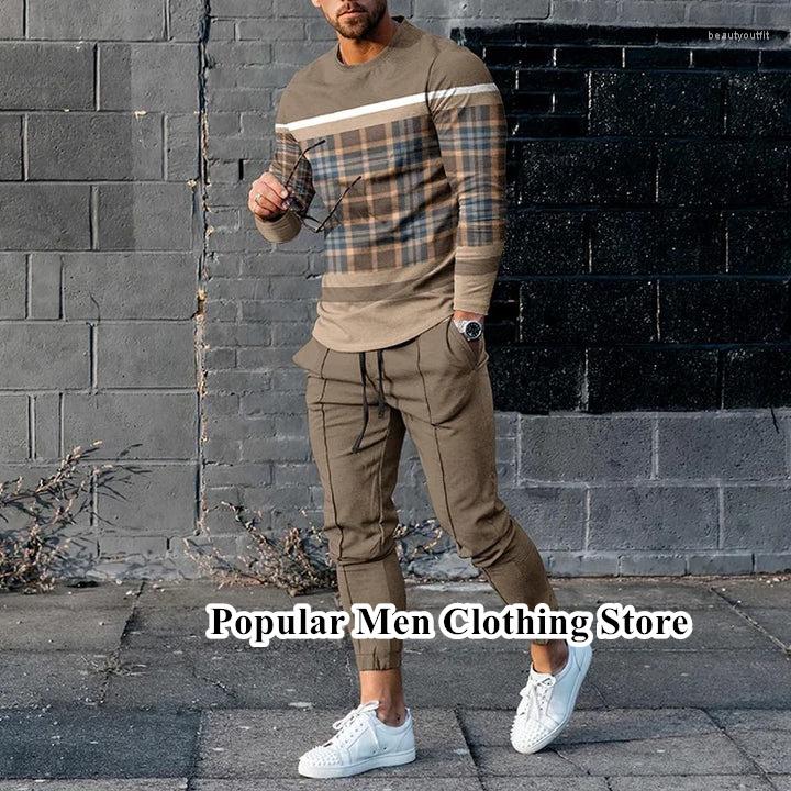 

Men' Tracksuits Men' 2023 Fashion Long Sleeve T Shirt Suit Jogging Sportswear 2 Piece Sets 3D Printed Male Clothes Pants Outfits, 47