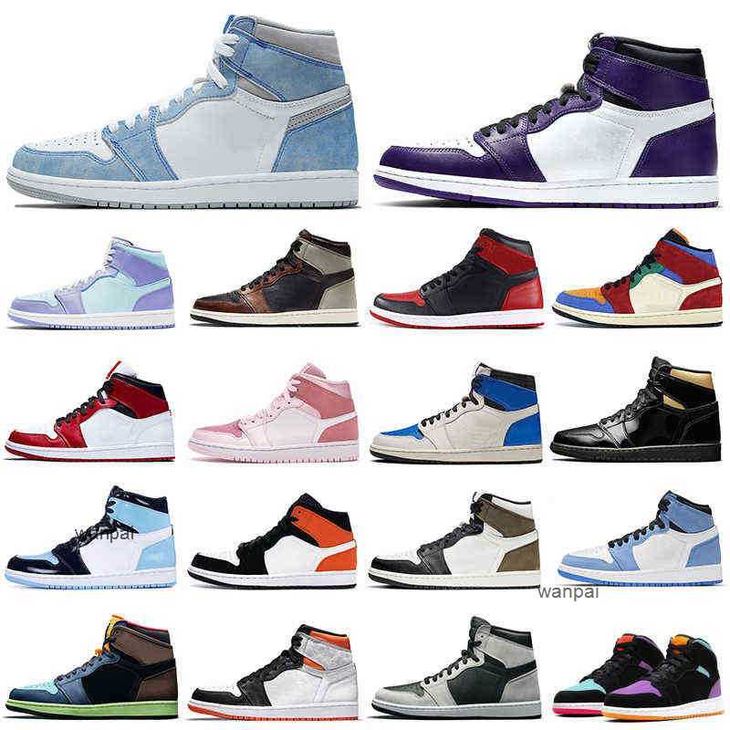 

Newest 1s men basketball shoes 1 University Blue Obsidian Bred Shadow Digital Pink women mens trainers sports sneakers Breathable, 1s chicago
