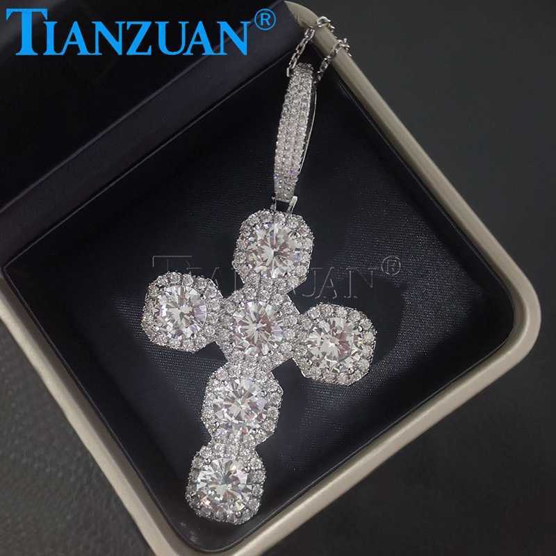 

44*87mm Cross Shape Full of d Vvs White Moissanite Pendant 925 Sterling Silver Popular Jewelry Engagement Datting Gift
