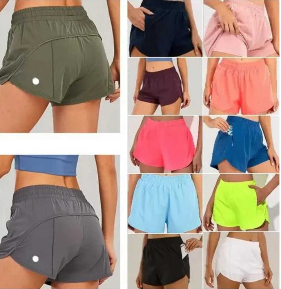 

designers lululemens womens yoga Shorts Fit Zipper Pocket High Rise Quick Dry lulus lemon Womens Train Short Loose Style Breathable Sunscreen design 20ess, Have logo