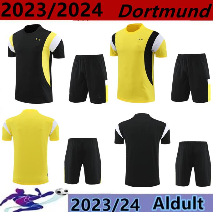 

23/24 menTracksuits short sleeve Soccer Sets BELLINGHAM HUMMELS BRANDT men futbol de football training suit jogging chandal 23/24 Dortmund tracksuit, Black