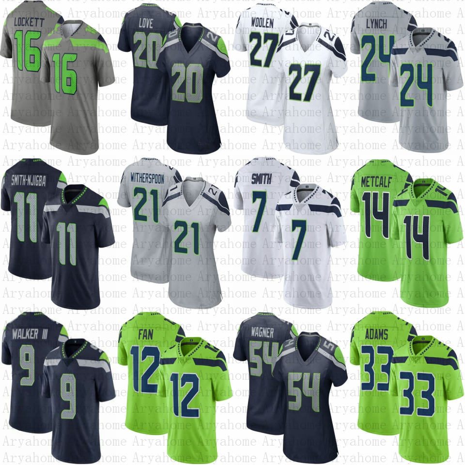 

11 Jaxon Smith-Njigba Devon Witherspoon Custom Football Jersey DK Metcalf Marshawn Lynch Julian Love Seahawks Kenneth Walker Tariq Woolen Bobby Wagner Geno Smith, Youth