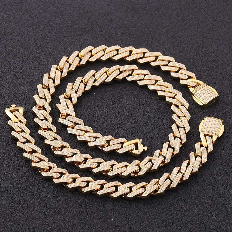 

Nuoya Men Iced Out Diamond Miami Cuban Link Chain Stainless Steel Necklace Jewelry