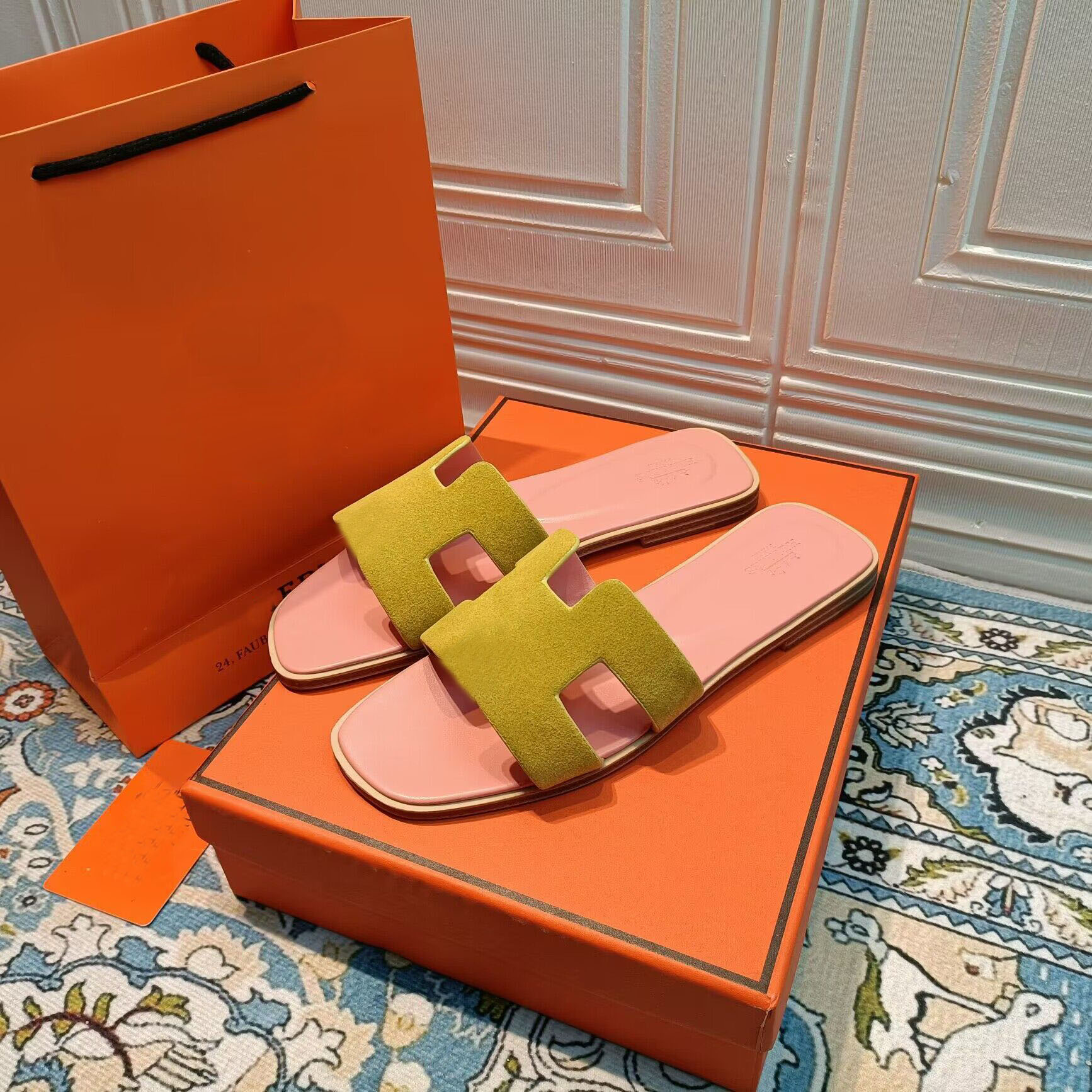 

Fashion Sandals Leather Women Slippers Summer luxury Flat Slides Ladies Beach Sandal Party Wedding Oran Slipper