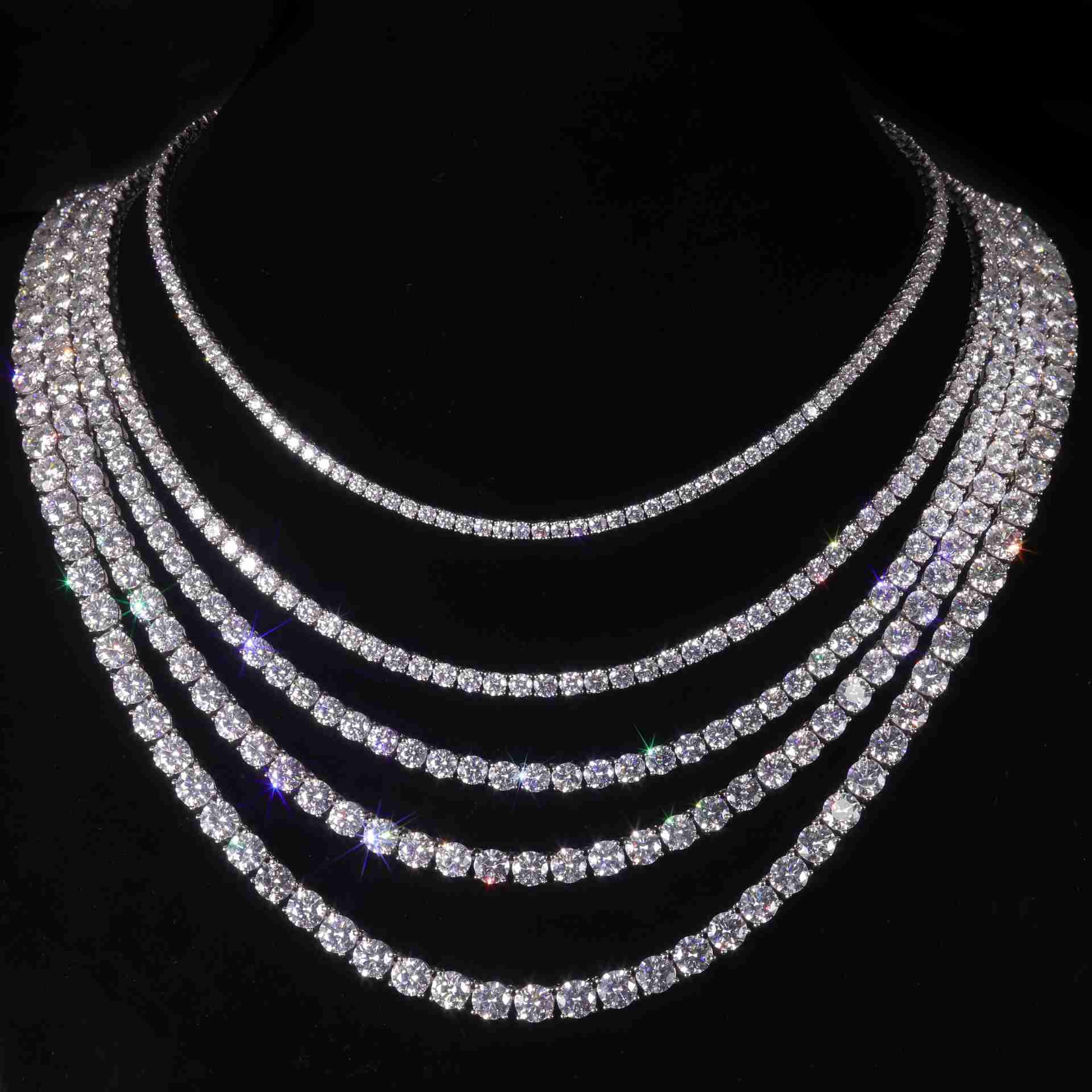 

Wholesale Fine Jewelry 925 Sterling Silver Vvs Diamond Chain 2mm--6.5mm Tennis Moissanite Necklace