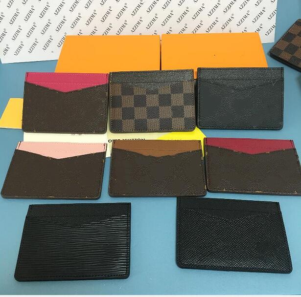 

Top quality luxury Designer Card Holder Mini Wallet Genuine Leather With Box purse Fashion Womens men Purses Mens Key Ring Credit Coin Mini Cowhide material Bag, Brown checkered