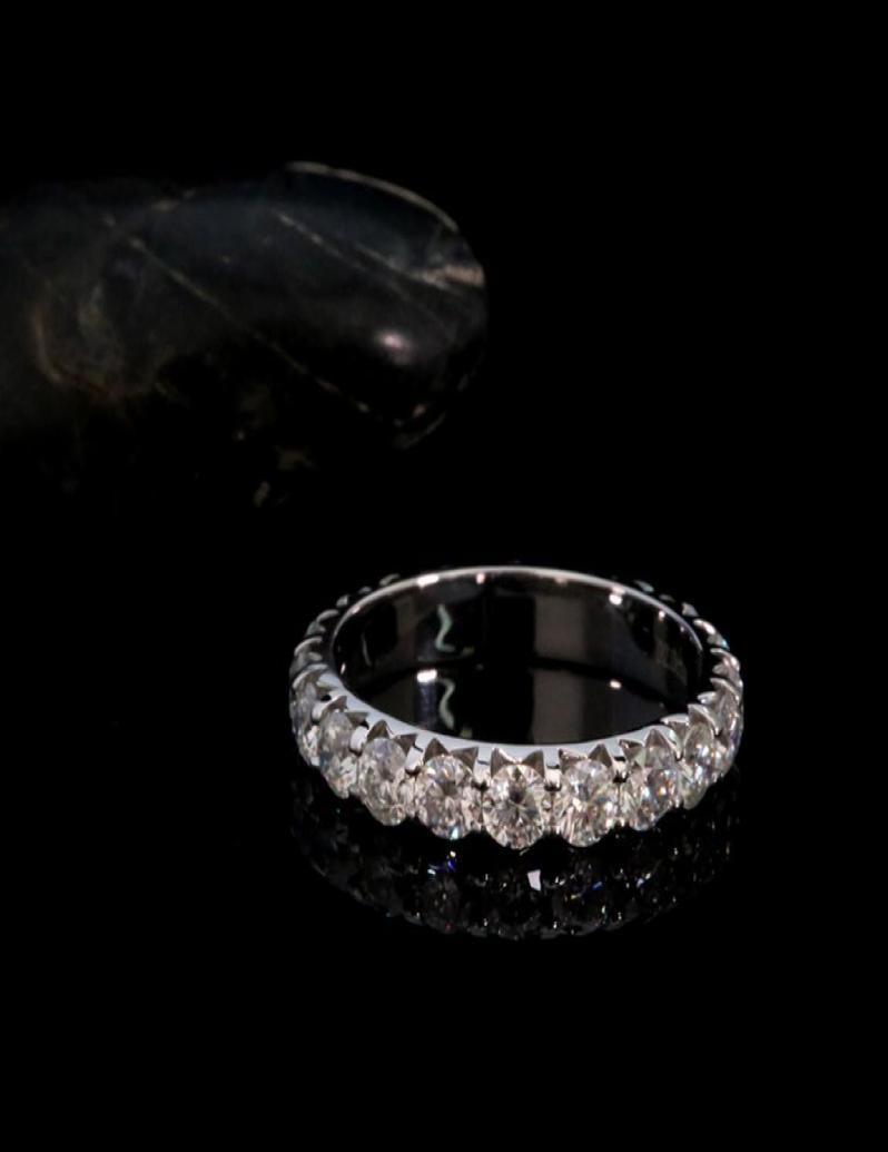 

AEAW Solid 14K White Gold Round Moissanite Enternity Full Diamond Band 3mm 01ct 20ctw DF Color For Women2344555