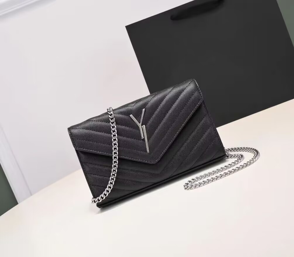 

Fashion Women Luxurys Crossbody Bag Famous Classical Designer Messenger Lady Cross Body Bags Handbag Female Tote Satchel Purse Black Gold Chain Leather Handbags, #2-wine red with silver chain