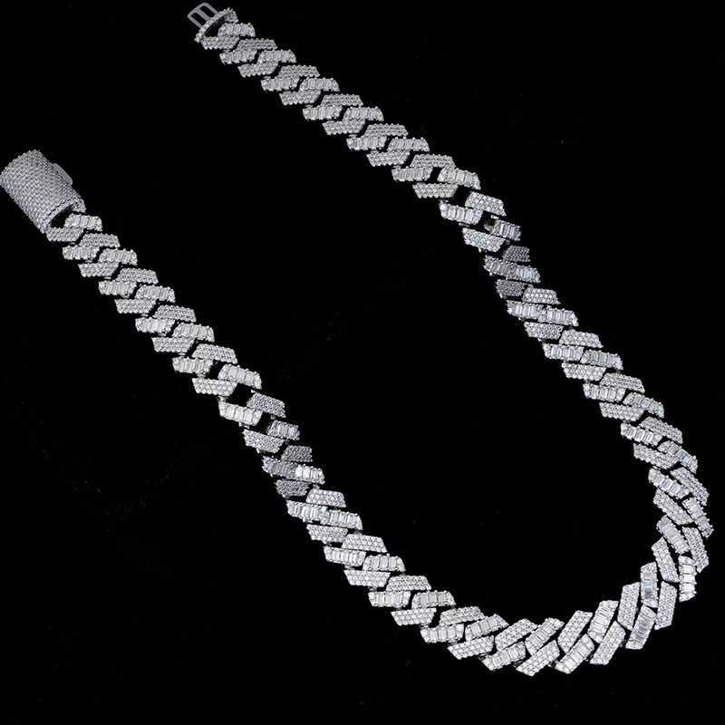 

Custom 15mm Fully Iced Out Hip Hop Moissanite Baguette Diamond Cuban Chain for Men