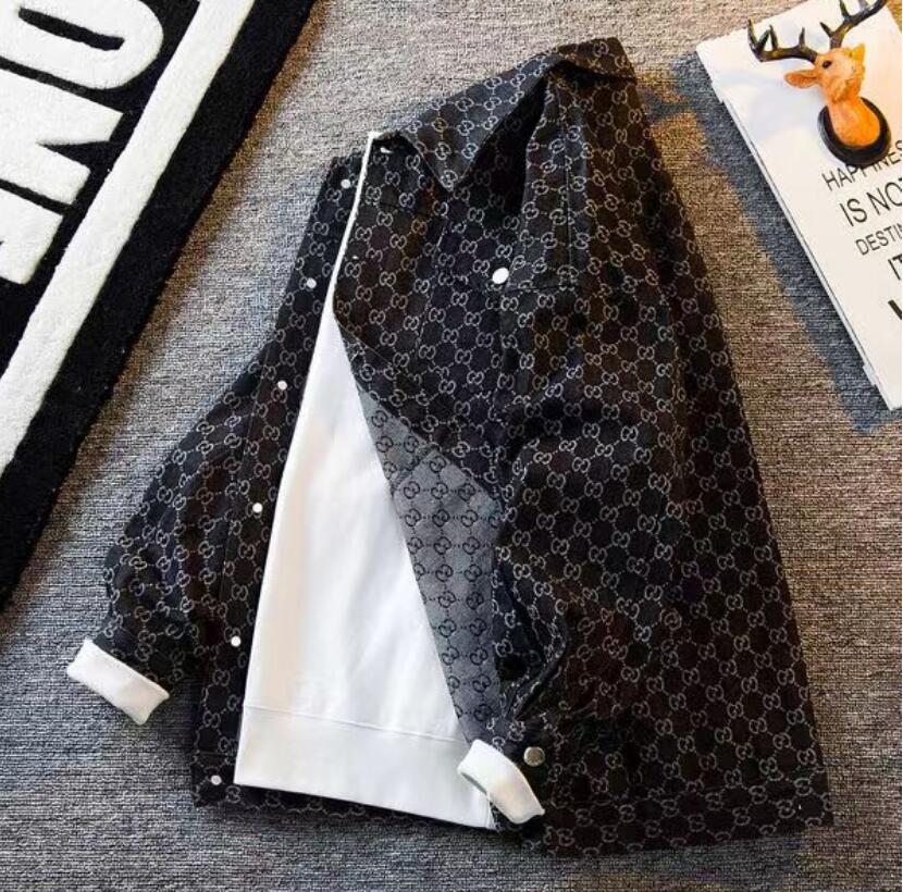 

Designers Coats jeans Jackets Men Women Jacquard letter colpus front pocket paris Denim Lapel Neck blue -3XL, Black