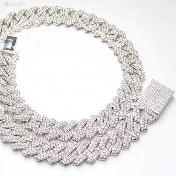 

925 Sterling Silver Chain Fashion Jewelry Men Necklace 20mm Hip Hop Jewelry Men Miami Cuban Link Chain Cz Iced Out Chains