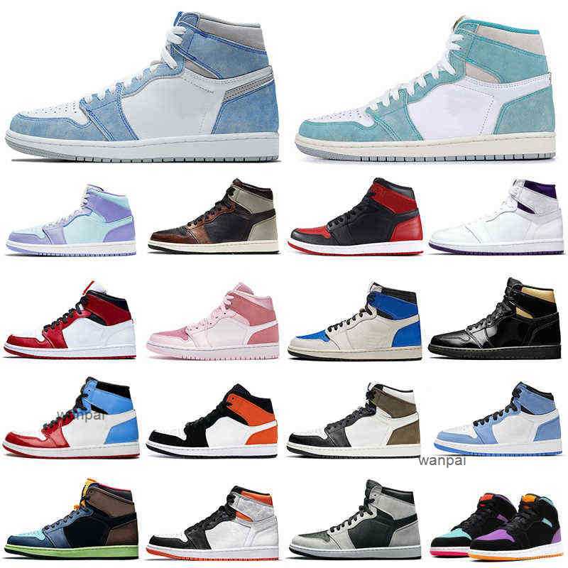 

High Quality 1s men basketball shoes 1 University Blue Obsidian Shadow Light Smoke Grey women mens trainers sports sneakers Walking Jogging, 1s light smoke grey