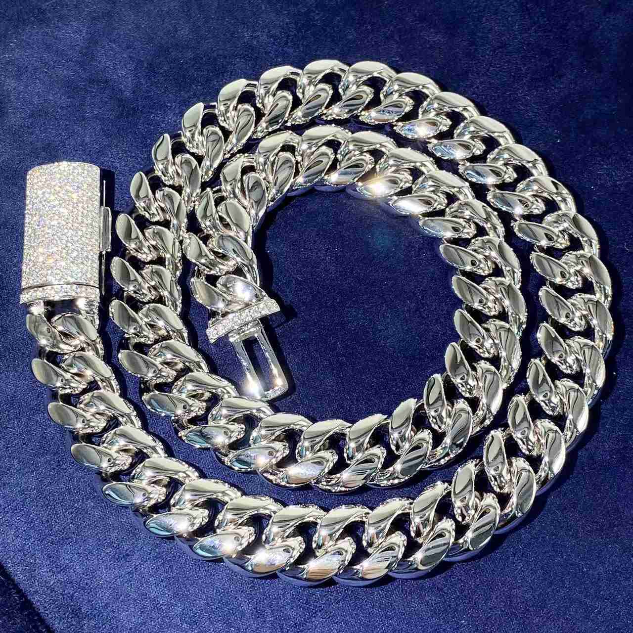 

Stainless Steel Men Moissanite Hip Hop Cuban Chain Necklace