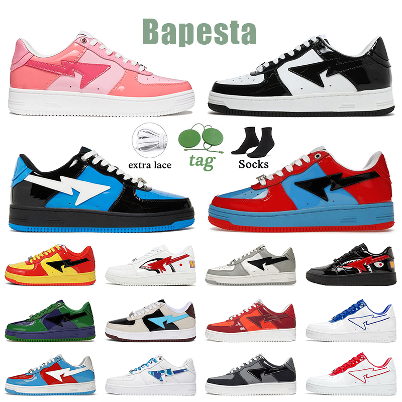 

2023 With Socks Designer Casual Shoes Bapestas SK8 Sta Women Mens Bapesta Shoe Color Camo Combo Pink Black Grey Orange White Blue ABC Red Platform Sneakers Trainers, B47 black suede 36-45