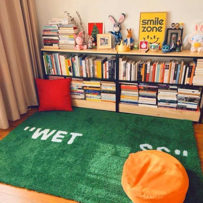 

Carpet Cashew Flower Wet Grass RUG Carpet Floor Mat Fashion Designer Carpet Bedroom Game Room Floor Mat Rug, Green ( grass )