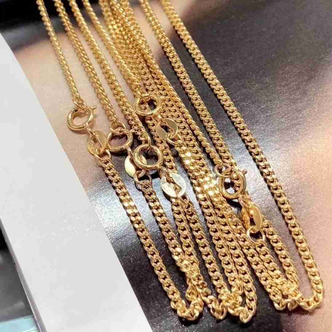 

2.2 Grams Solid Gold 18k Yellow Gold 1.8mm Cuban Curb Link Chain Necklaces 18 Karat Miami Cuban Link Chain Necklace 18inches