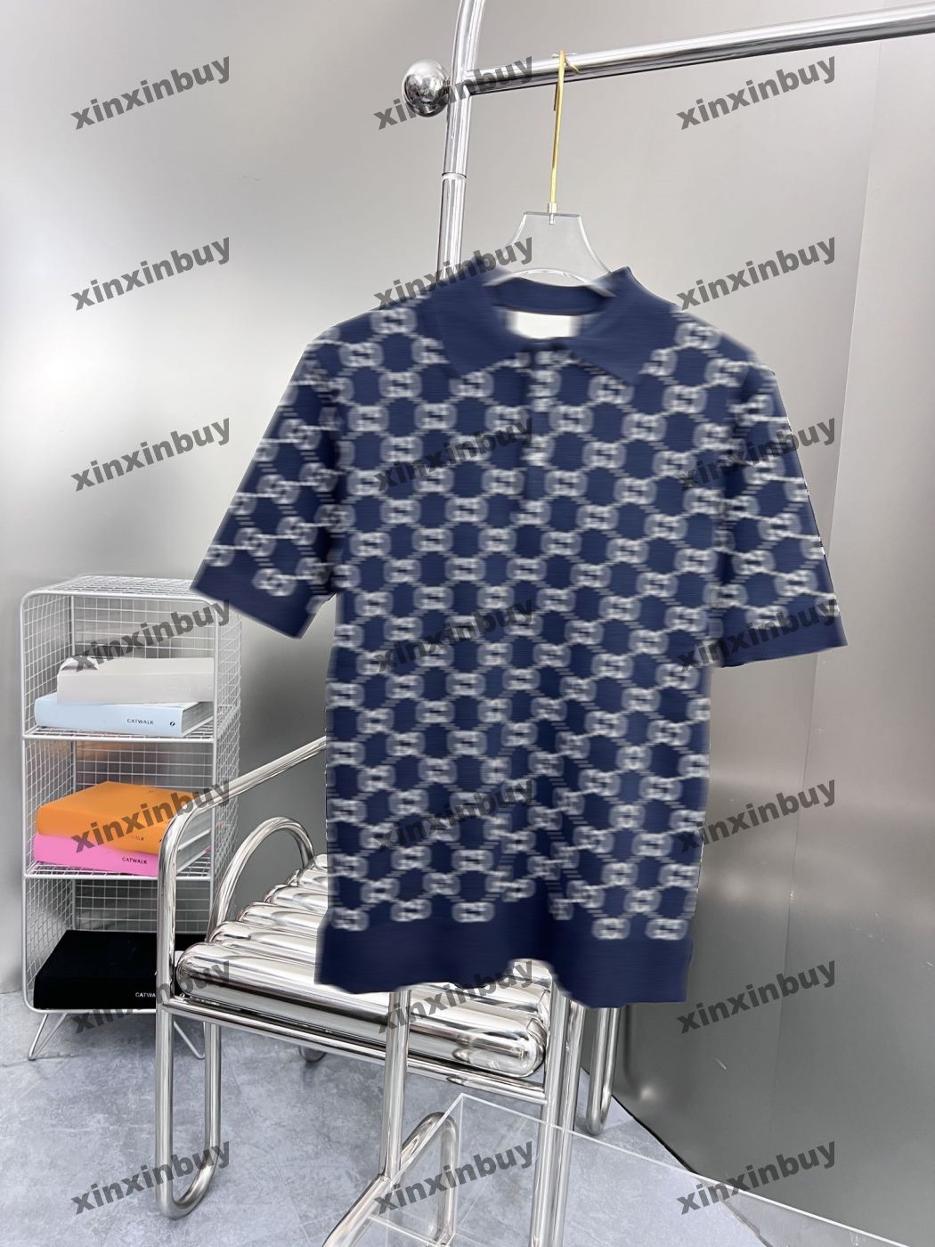 

xinxinbuy Men designer Tee t shirt 23ss Knitted Double letter jacquard short sleeve cotton women apricot blue M-2XL, 01