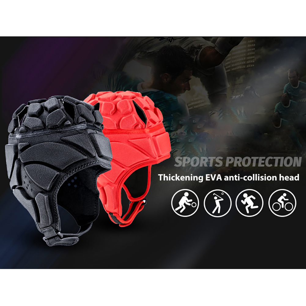 

Rugby Helmet Headgear Cap Hockey Head Protector Protect Hat Adjustable Baseball Skateboard Padded Hat Cap, Blue