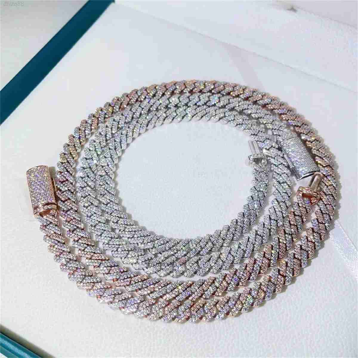 

18k Gold Plated Hip Hop Jewelry Necklace Iced Out Men Fashion Rapper Jewelry 8mm Vvs Moissanite Cuban Link Chain 925