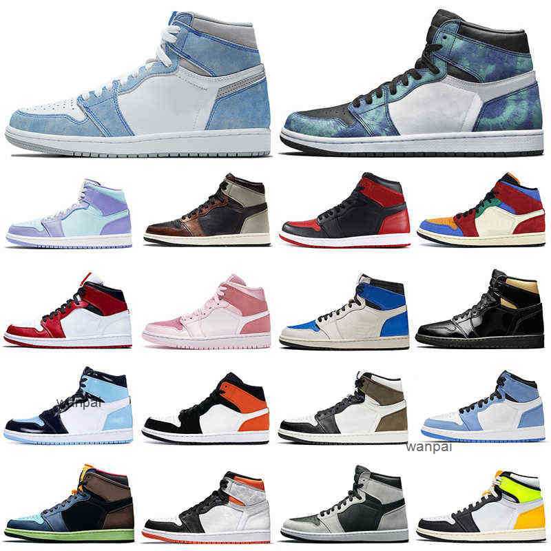 

2021 1s men basketball shoes 1 Hyper Royal Banned Bred Shadow Chicago women mens trainers sports sneakers Walking Jogging Breathable, 1s mid se blue great