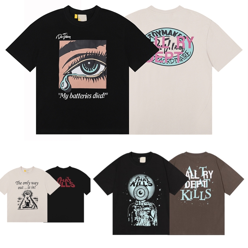 

men tshirt clothing usa GD GALL high-end brand design slogan cultural eyeball print short sleeved top casual loose pure cotton unisex tee street couple tshirt S-XL YY, Black3