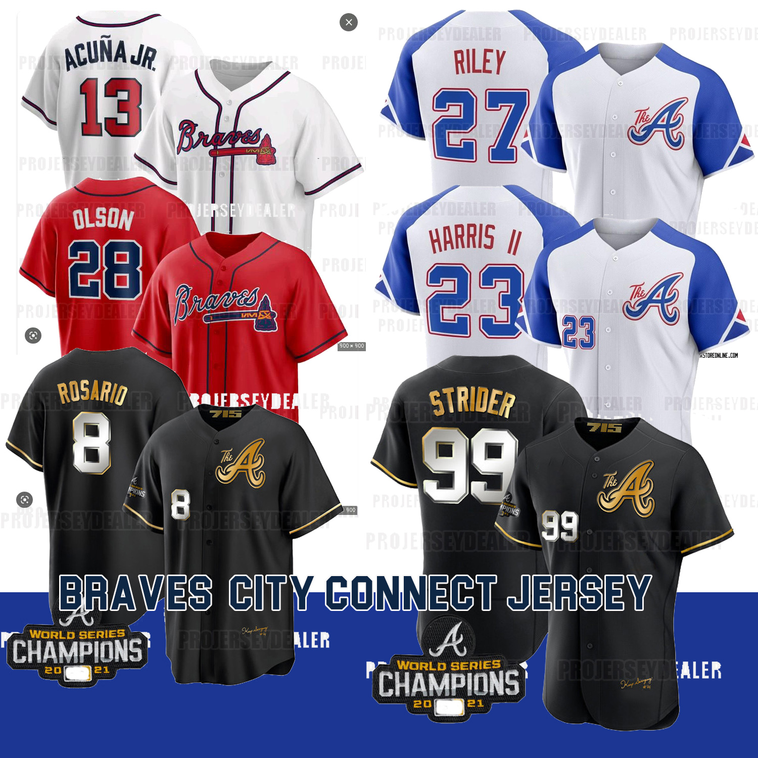

Spencer Strider 2023 Jersey Michael Harris II Ronald Acuna Jr. Austin Riley Murphy Max Fried Ozzie Albies Matt Olson Rosario Hank Aaron, White fights cancer